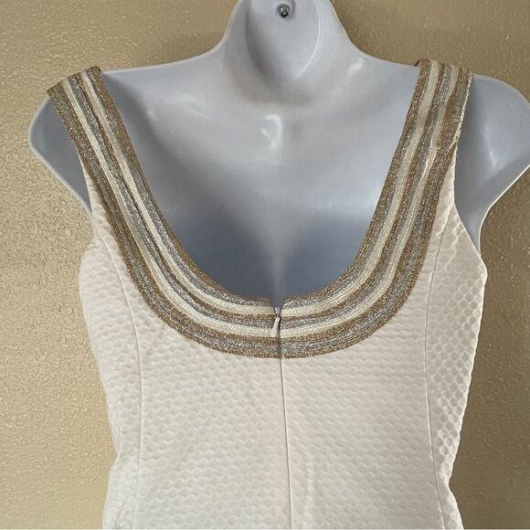 Lilly Pulitzer Valli Shift Dress Ivory Silver and Gold Size 0 - Picture 5 of 16